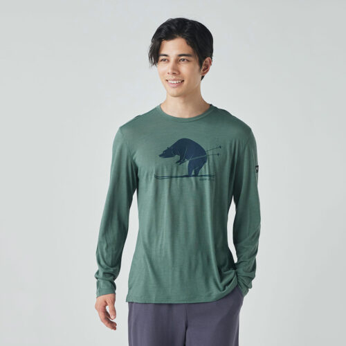 男款 羊毛塗鴉長Tee/滑雪熊