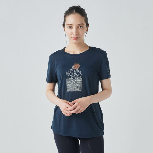 女款 涼爽羊毛塗鴉短Tee/日落山河