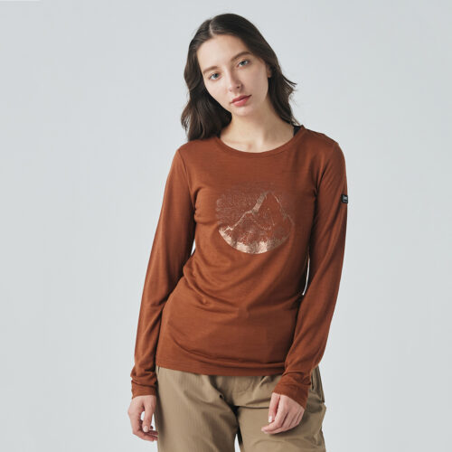 女款 羊毛塗鴉長Tee/金色山脈