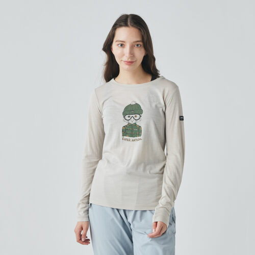 女款 羊毛塗鴉長Tee/毛帽雪貓