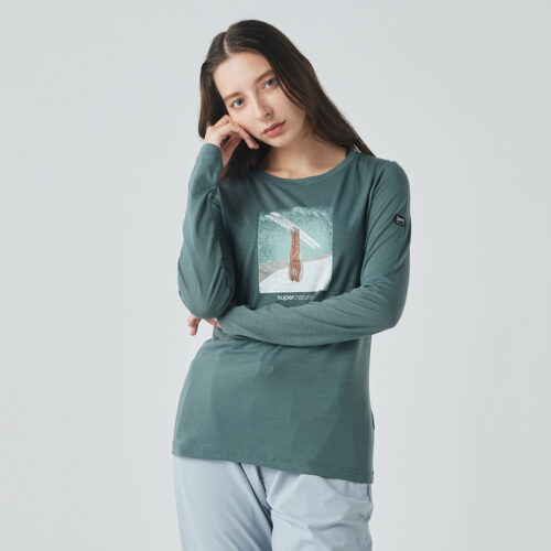 女款 羊毛塗鴉長Tee/翻轉飛翔