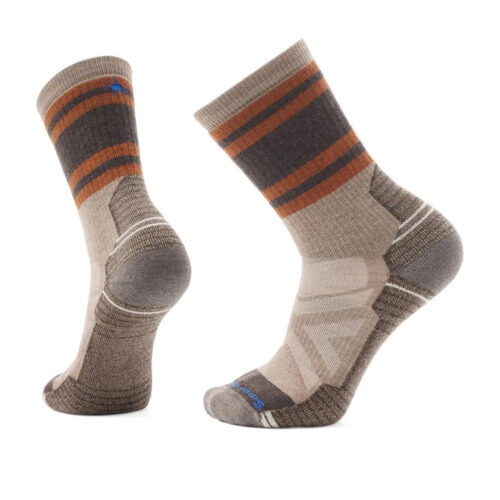 男款 機能 戶外 中級減震 印花 中長襪 棕色